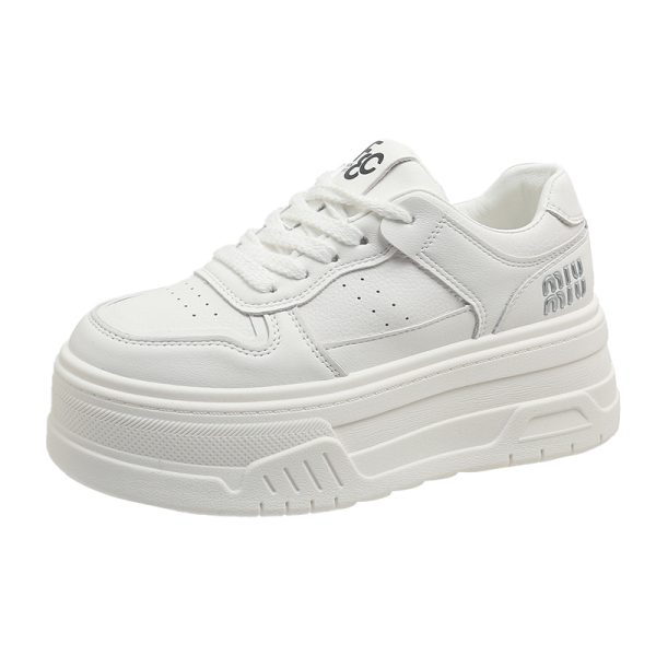 Trendy Women's Little White Sneakers 2024 - Thick-Soled Casual Platform Shoes for Petite Height with Hidden Elevation