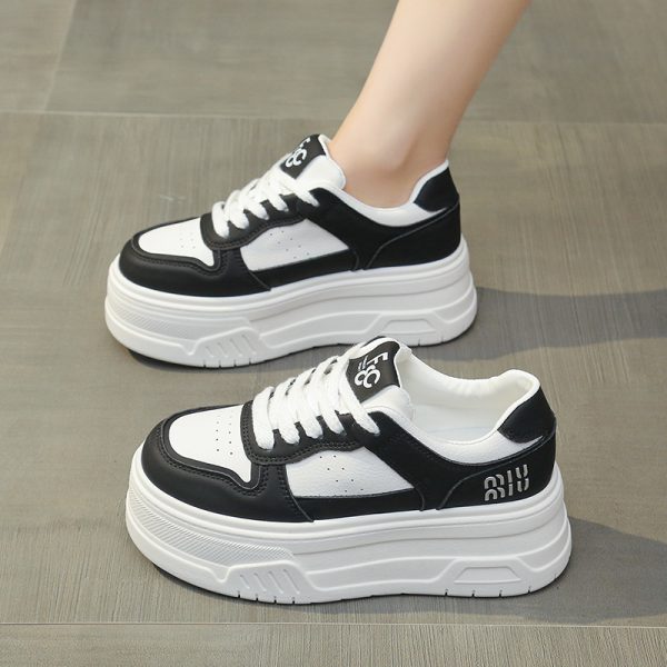 Trendy Women's Little White Sneakers 2024 - Thick-Soled Casual Platform Shoes for Petite Height with Hidden Elevation