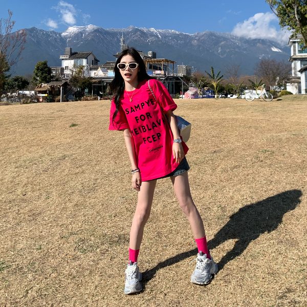 Trendy Women's Loose Short Sleeve T-shirt with Letter Print - Versatile Summer Top for 2025, Perfect for Y2K and Casual Styles