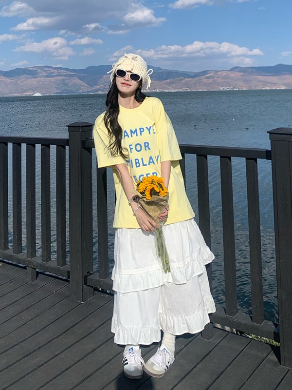 Trendy Women's Loose Short Sleeve T-shirt with Letter Print - Versatile Summer Top for 2025, Perfect for Y2K and Casual Styles