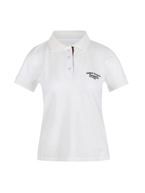 Trendy Women's Polo Shirt with Slogan Letter Embroidery and Plaid Splicing - Summer Fashion Essential for Casual Style