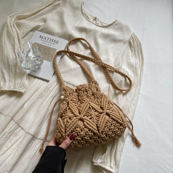 Trendy Women's Woven Straw Crossbody Bucket Bag - Summer Seaside Vacation Essential, Phone Bag for 2025