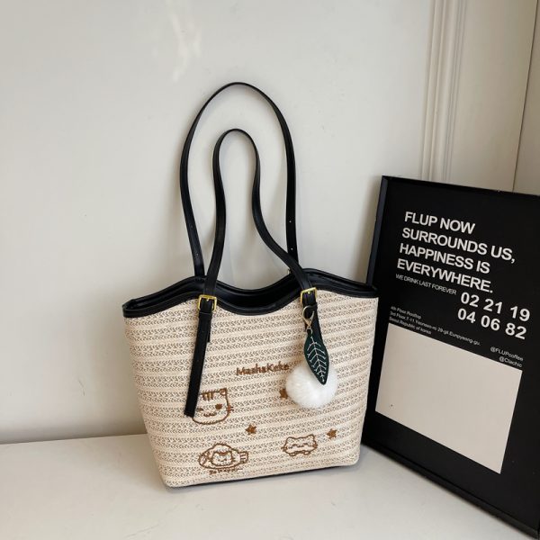 Trendy Woven Tote Bag for Women - High-Capacity Shoulder Bag, Cute Girl Style, 2025 Fashion Must-Have
