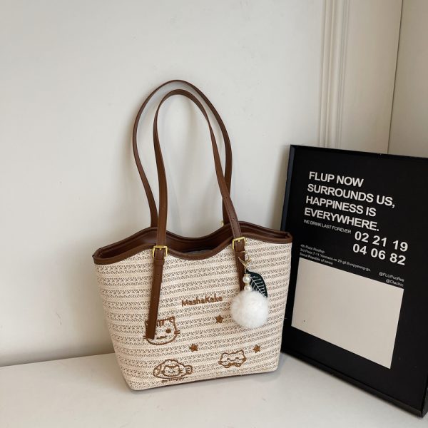 Trendy Woven Tote Bag for Women - High-Capacity Shoulder Bag, Cute Girl Style, 2025 Fashion Must-Have