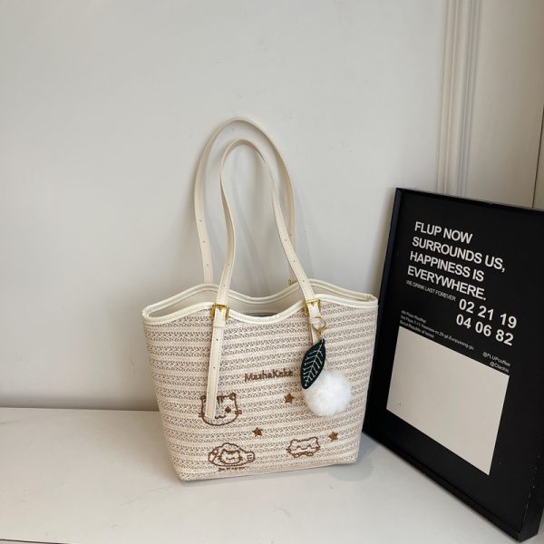 Trendy Woven Tote Bag for Women - High-Capacity Shoulder Bag, Cute Girl Style, 2025 Fashion Must-Have
