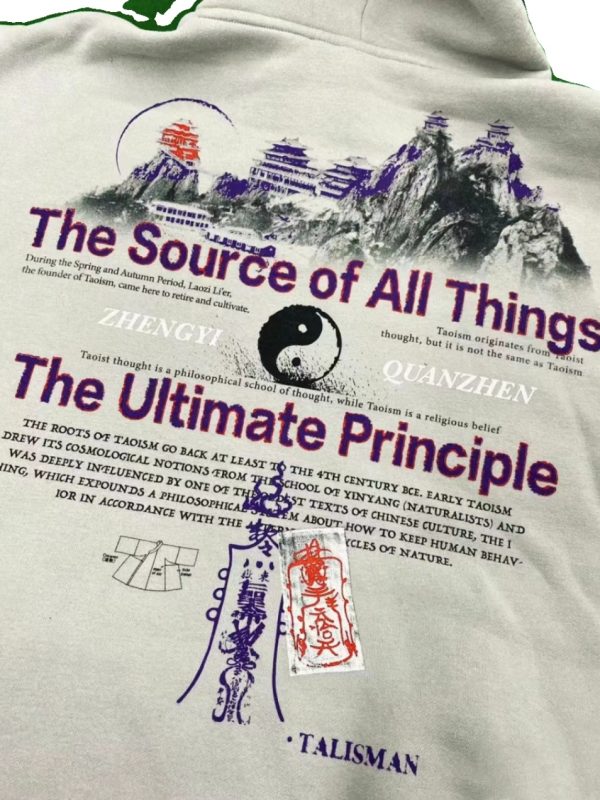 Trendy Wudang Mountain Printed Hoodie for Couples - Chinese Style Fleece Sweatshirt for Autumn & Winter 2025