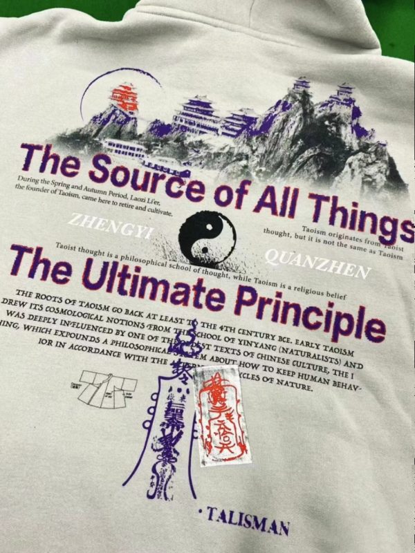 Trendy Wudang Mountain Printed Hoodie for Couples - Chinese Style Fleece Sweatshirt for Autumn & Winter 2025