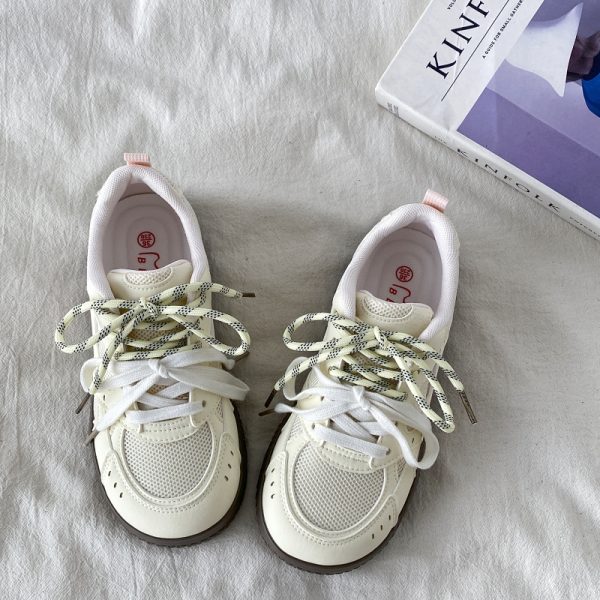 Trendy Yellow Breathable Mesh Sneakers for Women, Summer Sports Casual Shoes, 90s Inspired Non-Collision Style Training Footwear