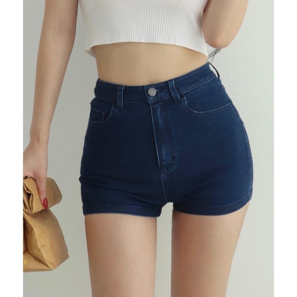 Ultra High Waist Slimming Fitted Denim Shorts for Women - American Retro Classic Hot Pants for Summer 90s Style
