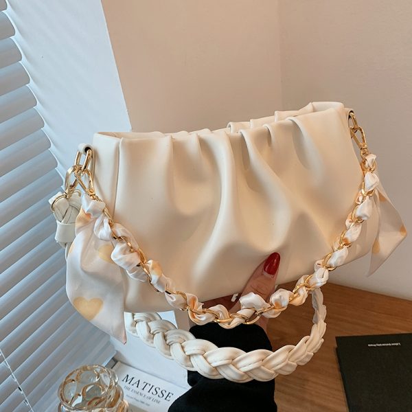 Unique High-End Women's Crossbody Bag - Wrinkled Design, Versatile Underarm Shoulder Bag for Spring Summer 2025