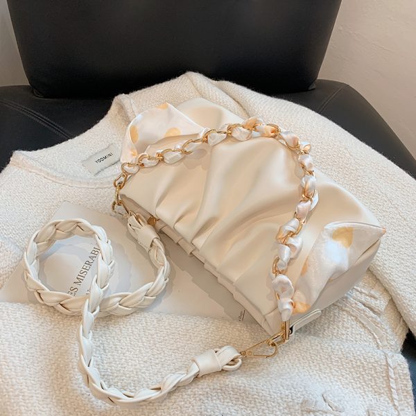 Unique High-End Women's Crossbody Bag - Wrinkled Design, Versatile Underarm Shoulder Bag for Spring Summer 2025