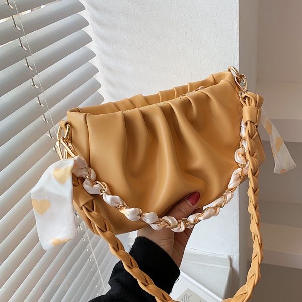 Unique High-End Women's Crossbody Bag - Wrinkled Design, Versatile Underarm Shoulder Bag for Spring Summer 2025