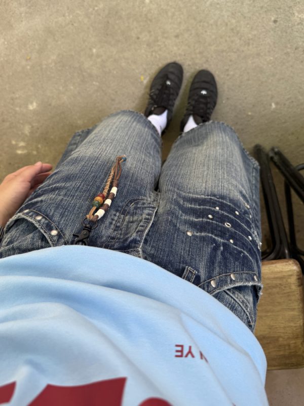 Unisex American-Style Diamond-Inlaid Bamboo Joint Denim Capris - Summer Loose Wide-Leg Shorts for Men and Women