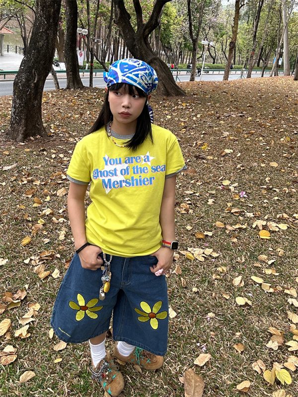 Unisex American-Style Fake Two-Piece Letter Print Round Neck T-Shirt, Loose Casual Versatile Summer Short Sleeve Top