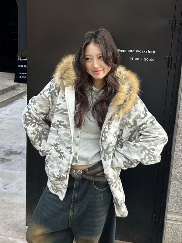 Unisex Autumn Winter Snow Camouflage Fleece-Lined Hooded Zipper Sweatshirt - Stylish Streetwear for Men and Women