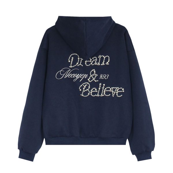 Unisex Beaded Hoodie for Couples - Casual Loose Fit American Letter Design for Spring & Autumn Fashion
