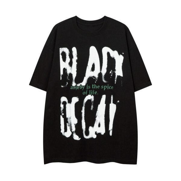 Unisex Graffiti Letter Printed Short Sleeve T-Shirt - Loose Fit Summer High Street Style for Men and Women