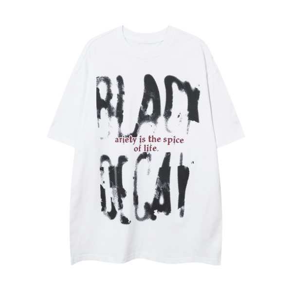 Unisex Graffiti Letter Printed Short Sleeve T-Shirt - Loose Fit Summer High Street Style for Men and Women