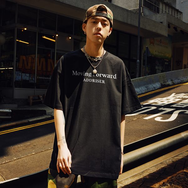Unisex Heavy 280g Short Sleeve T-shirt with Letter Print - Summer 2025 Style, Casual Streetwear for Men and Women