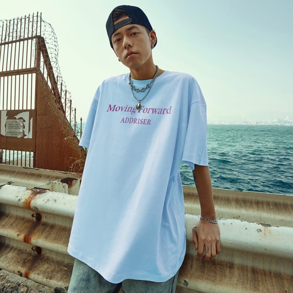 Unisex Heavy 280g Short Sleeve T-shirt with Letter Print - Summer 2025 Style, Casual Streetwear for Men and Women