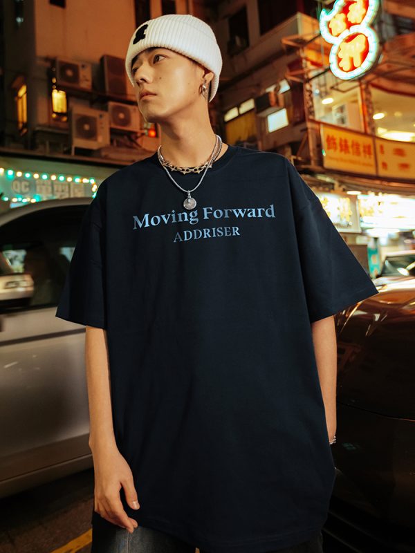 Unisex Heavy 280g Short Sleeve T-shirt with Letter Print - Summer 2025 Style, Casual Streetwear for Men and Women