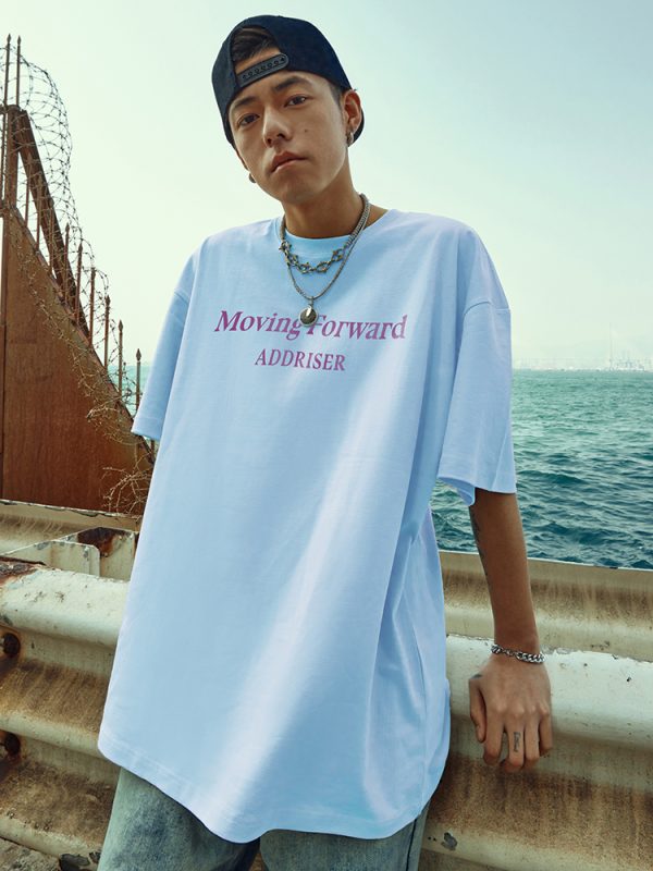 Unisex Heavy 280g Short Sleeve T-shirt with Letter Print - Summer 2025 Style, Casual Streetwear for Men and Women