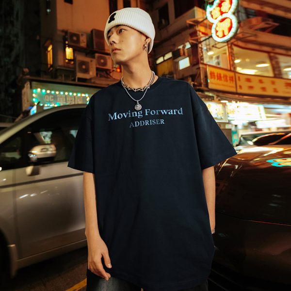 Unisex Heavy 280g Short Sleeve T-shirt with Letter Print - Summer 2025 Style, Casual Streetwear for Men and Women