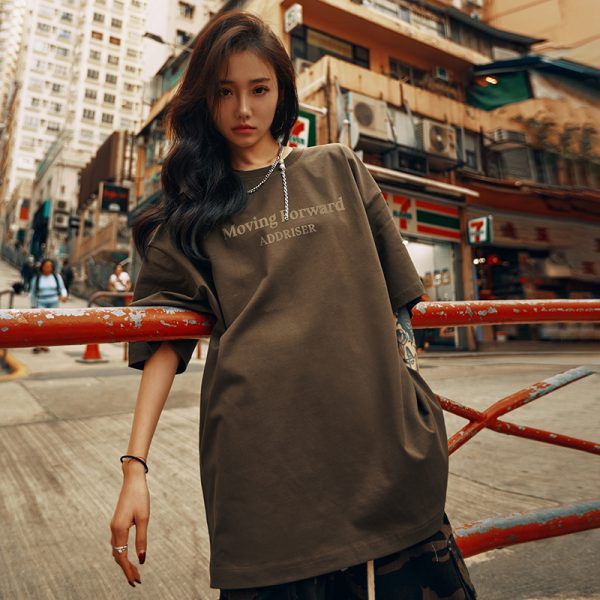 Unisex Heavy 280g Short Sleeve T-shirt with Letter Print - Summer 2025 Style, Casual Streetwear for Men and Women