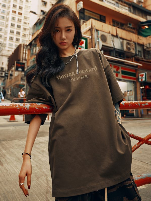 Unisex Heavy 280g Short Sleeve T-shirt with Letter Print - Summer 2025 Style, Casual Streetwear for Men and Women