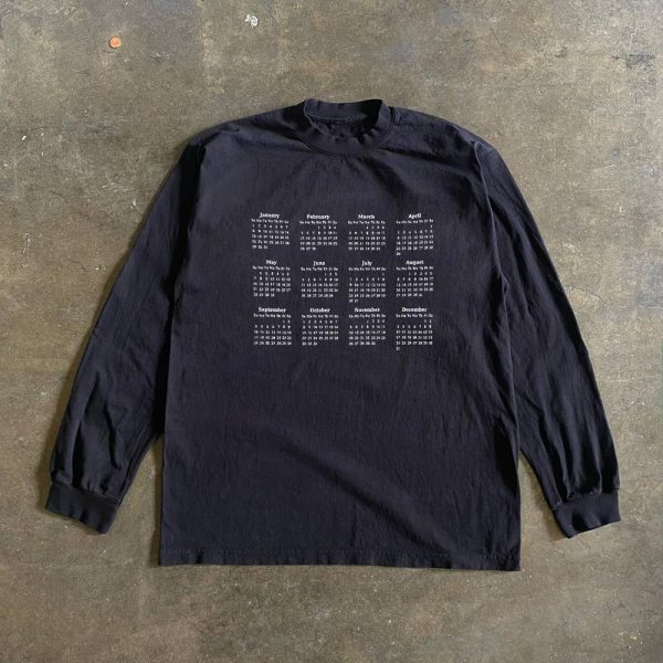 Unisex Long Sleeve T-Shirt - 280g Heavyweight Calendar-Themed Base Shirt - Simple Couple Outfit for Charitable Events