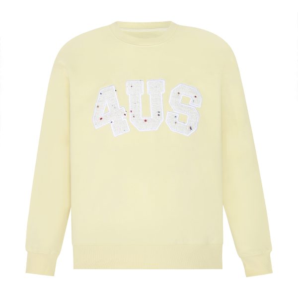 Unisex Loose Round Neck Pullover Sweatshirt with Letter Patch Embroidery - Small Fragrance Style, Perfect for Spring and Autumn Fashion