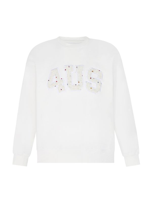Unisex Loose Round Neck Pullover Sweatshirt with Letter Patch Embroidery - Small Fragrance Style, Perfect for Spring and Autumn Fashion