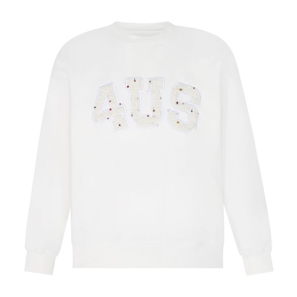 Unisex Loose Round Neck Pullover Sweatshirt with Letter Patch Embroidery - Small Fragrance Style, Perfect for Spring and Autumn Fashion