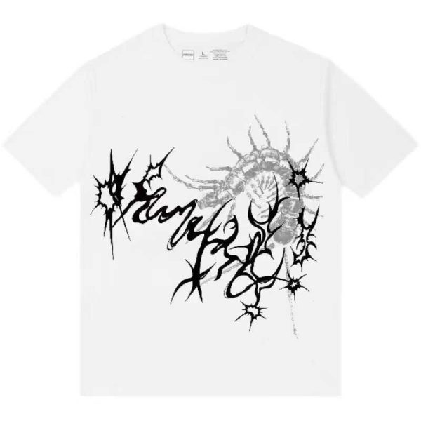 Unisex Oversized Dark Gothic Streetwear T-Shirt - Cotton Round Neck Half Sleeve Black Subculture Fashion