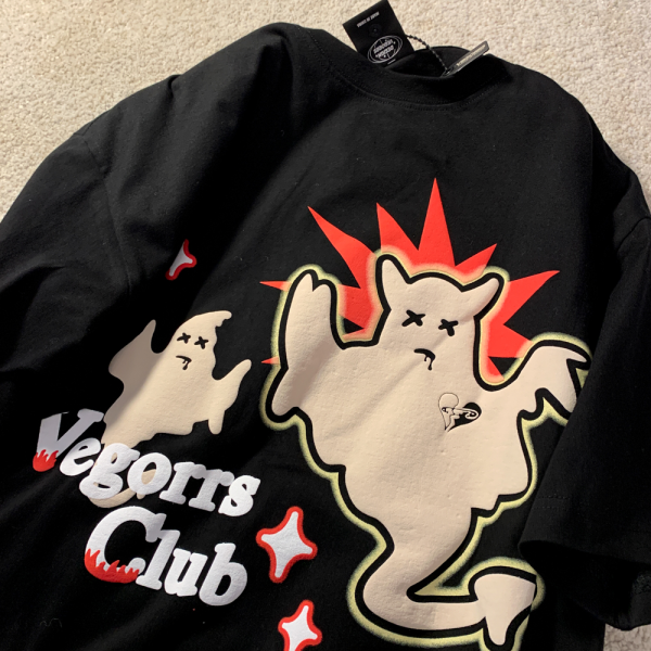 Unisex Plus Size Fun Ghost Cartoon Short Sleeve T-Shirt - Loose Fit Cotton Couples Top for Men & Women