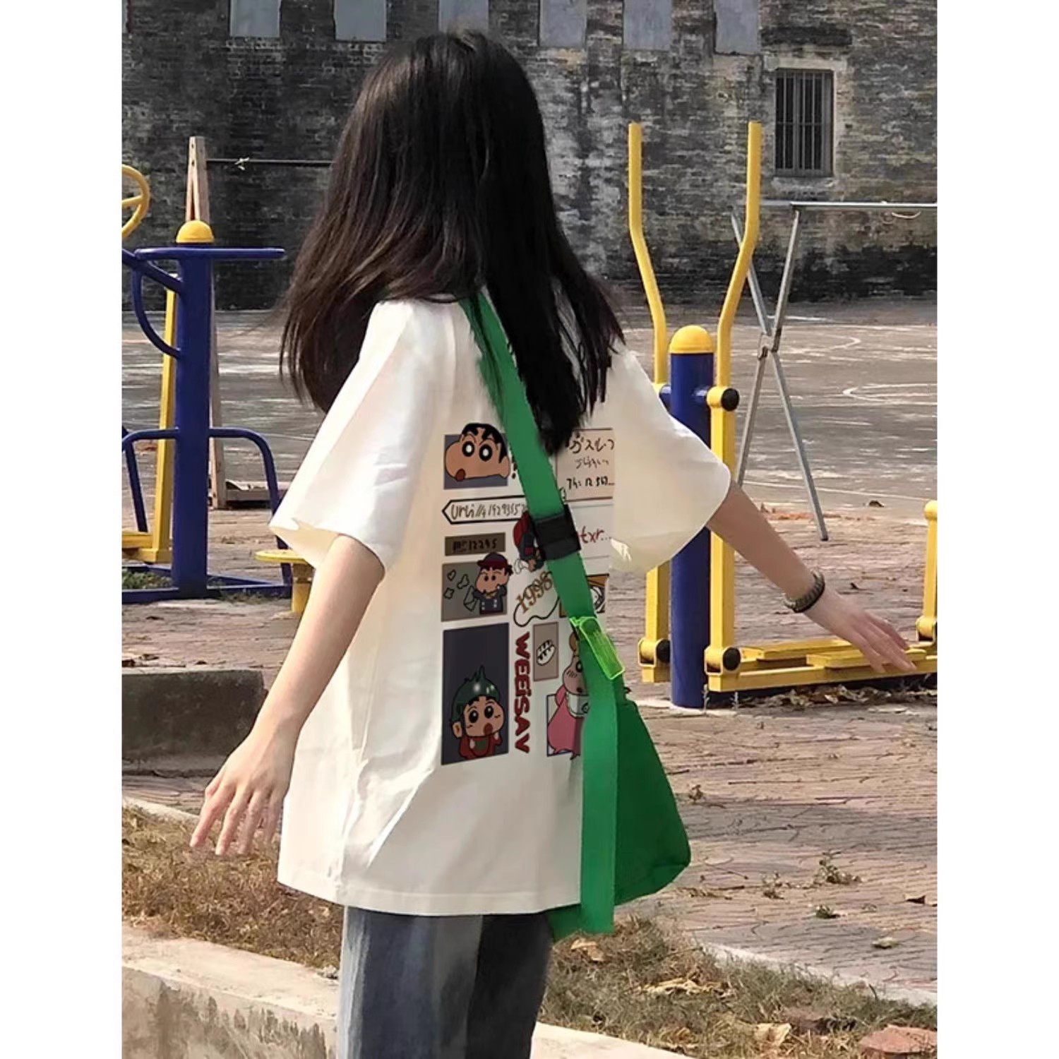 Unisex Pure Cotton American Retro Cartoon Short Sleeve T-Shirt, Plus Size, Loose-Fitting Casual Couple Top, Y2K Style