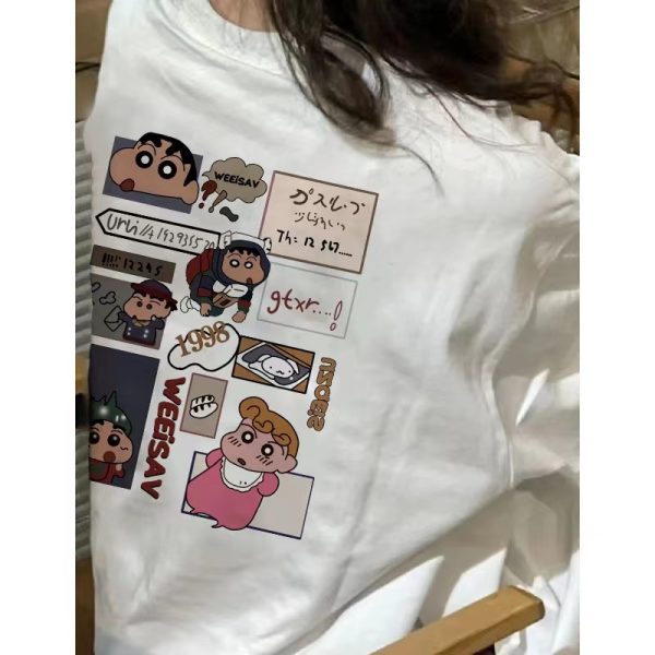 Unisex Pure Cotton American Retro Cartoon Short Sleeve T-Shirt, Plus Size, Loose-Fitting Casual Couple Top, Y2K Style
