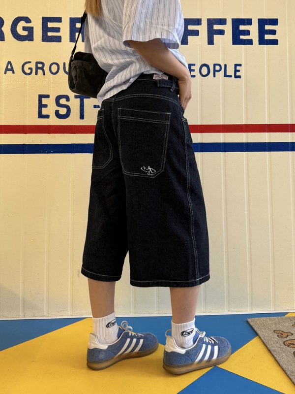 Unisex Retro American Denim 7-Point Wide-Leg Shorts - Trendy Loose Fit Summer Streetwear for a Casual Look