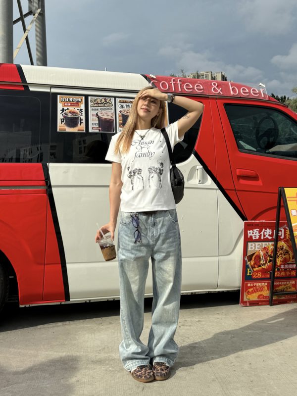 Unisex Retro Washed Distressed Straight Loose Denim Pants - Street Style Wide-Leg Ripped Casual Long Jeans