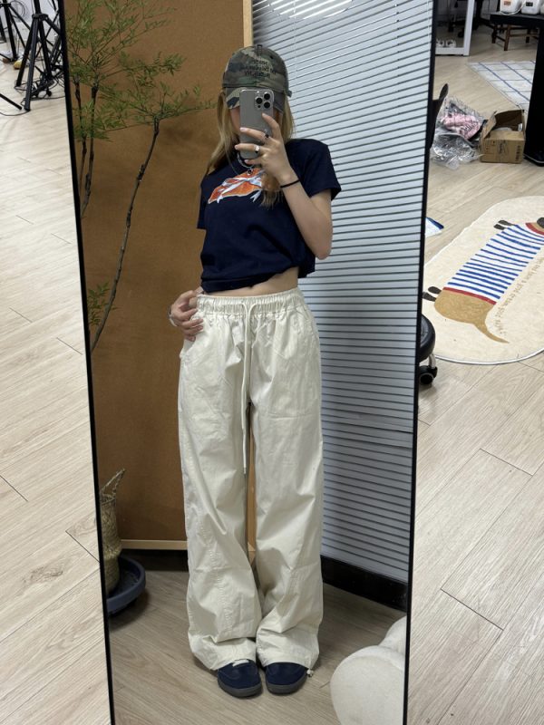 Unisex Straight Tube Quick-Dry Loose Cuffed Cargo Pants, American Street Style, Trendy Oversized Fit for Men and Women