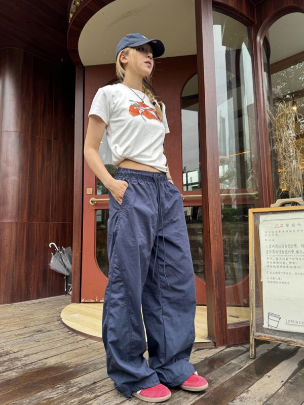 Unisex Straight Tube Quick-Dry Loose Cuffed Cargo Pants, American Street Style, Trendy Oversized Fit for Men and Women