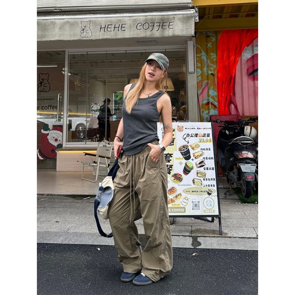 Unisex Straight Tube Quick-Dry Loose Cuffed Cargo Pants, American Street Style, Trendy Oversized Fit for Men and Women