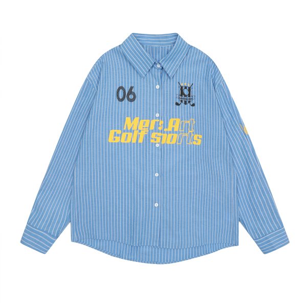 Unisex Striped Sun Protection Shirt with American Letter Print - Casual Loose Fit Summer Jacket