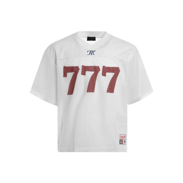 Unisex Summer Loose Fit V-Neck T-Shirt with Digital Number 7 Print - Breathable Mesh Jersey in American Style