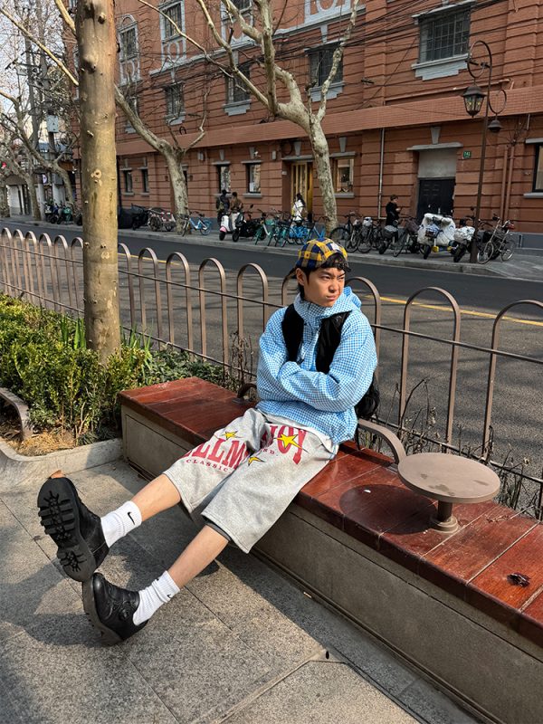 Unisex Wide-Leg Seven-Point Pants with Vintage Star Letter Print - Casual Loose Fit Summer Shorts