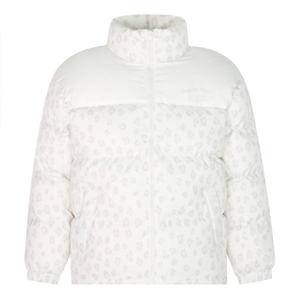 Unisex Winter Thick Cotton Jacket with Leopard Print Splicing and Slogan Embroidery - Trendy National Style Outerwear