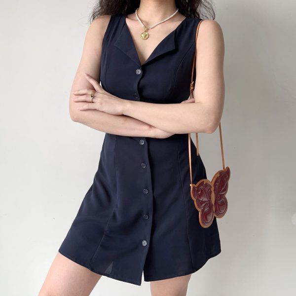 V-Neck Sleeveless Dress for Women - Waist-Cinching Tie-Up A-Line Mini Dress in European American Style, Slimming Design