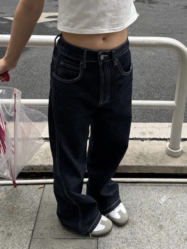 Versatile American Retro Embroidered Wide-Leg Jeans for Men and Women - Trendy Street Style Straight-Leg Pants, Slimming Fit