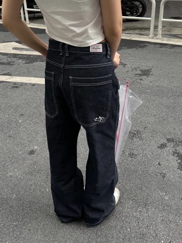 Versatile American Retro Embroidered Wide-Leg Jeans for Men and Women - Trendy Street Style Straight-Leg Pants, Slimming Fit