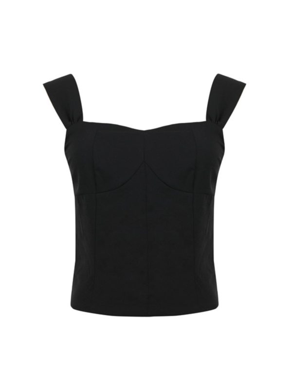 Versatile Black Wide Strap Camisole - 2025 Spring/Summer, French Style, Perfect for Vacation, Y2K Inspired Fashion